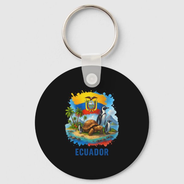 Ecuadorian Flag Ecuador Galapagos Islands Vacation Keychain (Front)