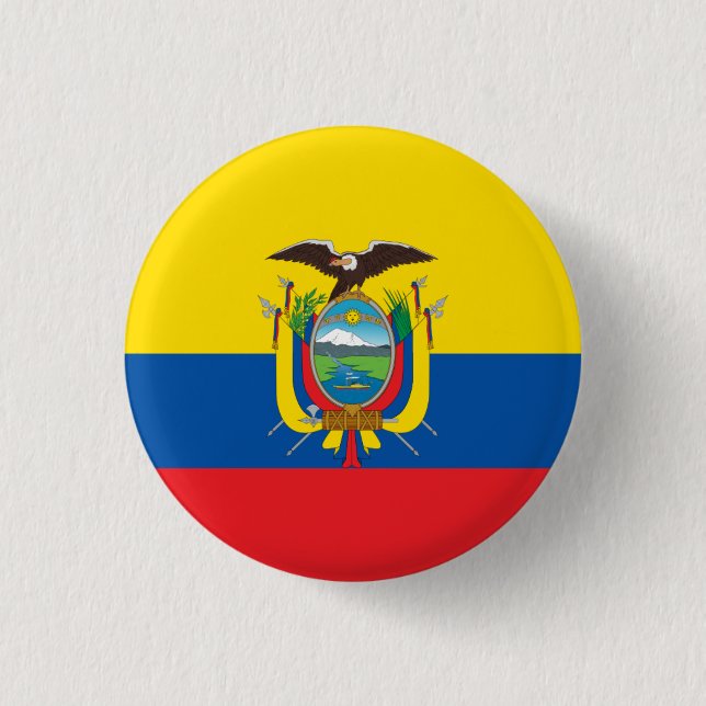 Ecuadorian Flag, Flag of Ecuador Button (Front)