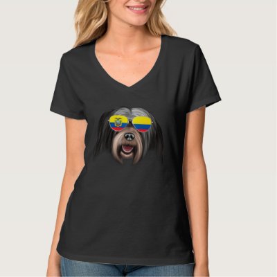 Ecuadorian Flag Tibetan Terrier Dog Ecuador Pocket T-Shirt