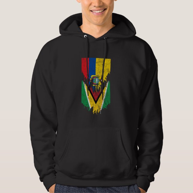 Ecuadorian Guyanese Flags Ripped Torn Ecuador Guya Hoodie (Front)