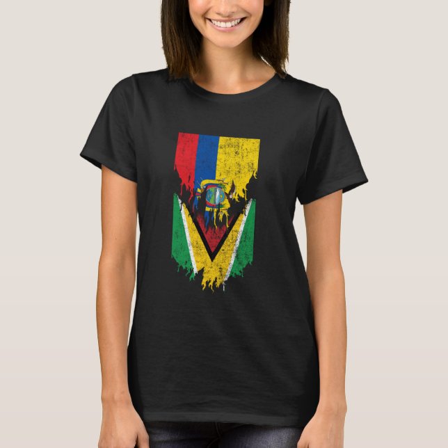 Ecuadorian Guyanese Flags Ripped Torn Ecuador Guya T-Shirt (Front)
