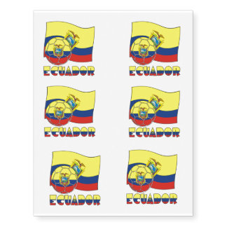 Ecuadorian Soccer Ball and Flag Temporary Tattoos