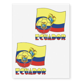Ecuadorian Soccer Ball and Flag Temporary Tattoos