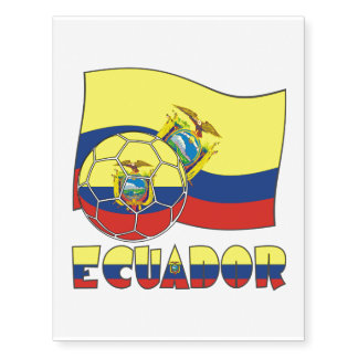 Ecuadorian Soccer Ball and Flag Temporary Tattoos
