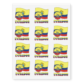 Ecuadorian Soccer Ball and Flag Temporary Tattoos
