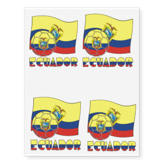 Ecuadorian Soccer Ball and Flag Temporary Tattoos