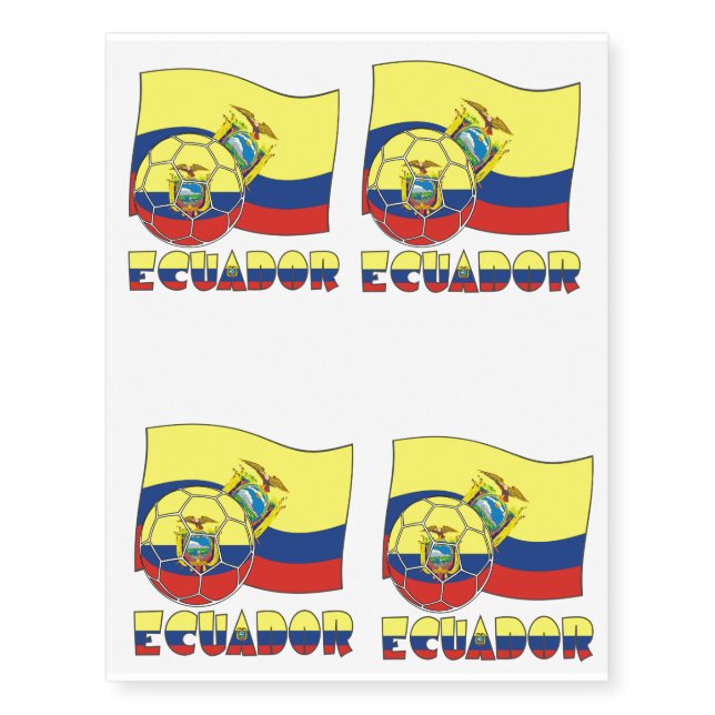 Ecuadorian Soccer Ball and Flag Temporary Tattoos (Front)