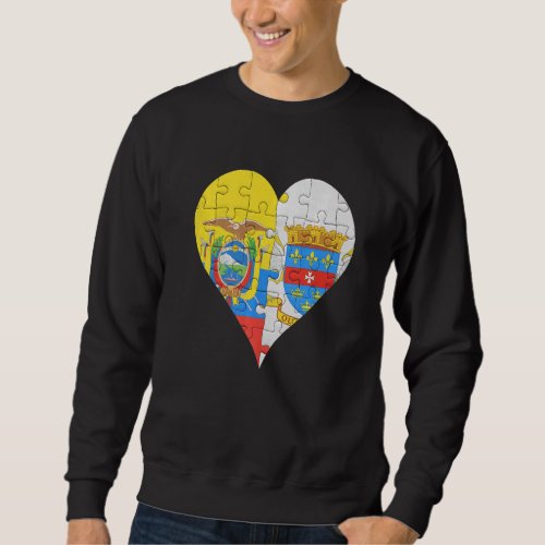 Ecuadorian St Barts Flag Heart Sweatshirt