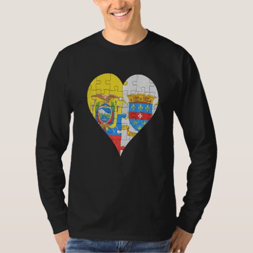 Ecuadorian St Barts Flag Heart T_Shirt