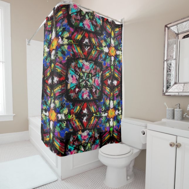 Ecuadorian Stained Glass Shower Curtain (In Situ)