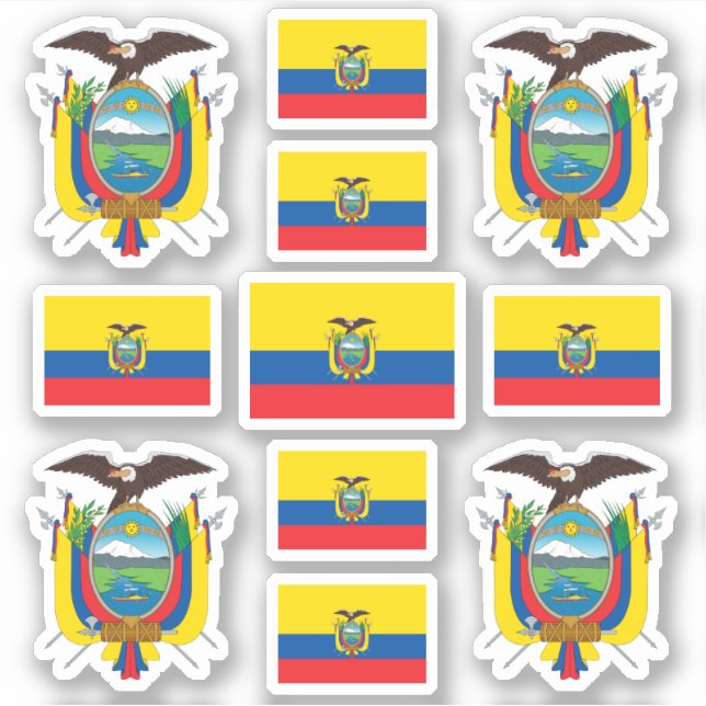 Ecuadorian state symbols / coat of arms and flag sticker (Front)