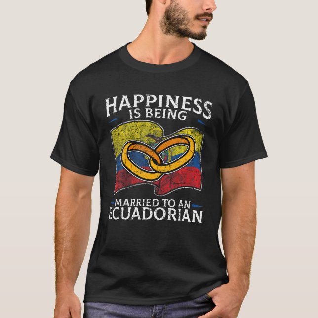 Ecuadorian Wedding Ecuador Marriage Married Flag T-Shirt (Front)