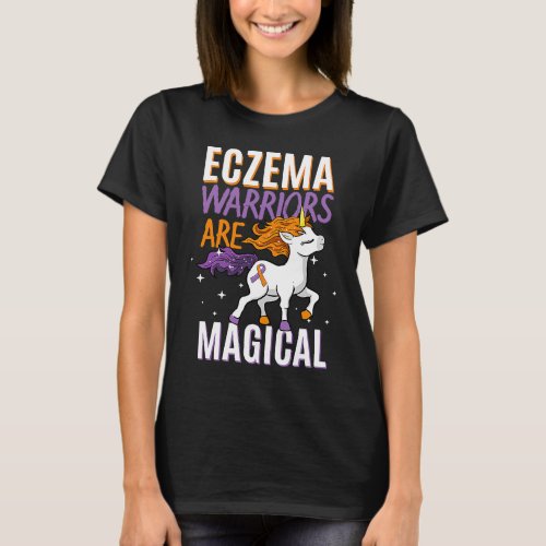 Eczema Warrior Magical Unicorn Purple and Orange R T_Shirt