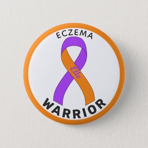Eczema Warrior Ribbon White Button