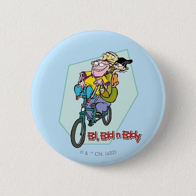 Ed, Edd, n Eddy on a Bike Button (Front)