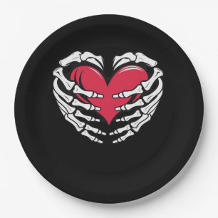 Ed Heart In Skeletal Hands Classic Paper Plates