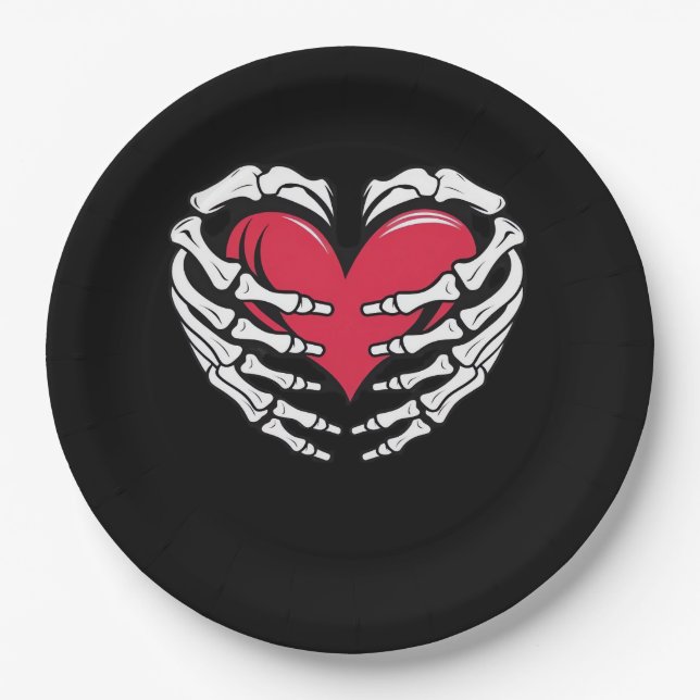 Ed Heart In Skeletal Hands Classic Paper Plates (Front)
