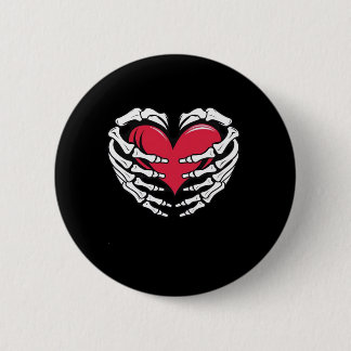 Ed Heart In Skeletal Hands Classic Style Button