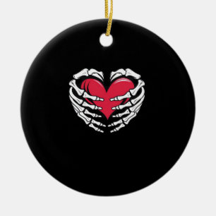 Ed Heart In Skeletal Hands Classic Style Ceramic Ornament