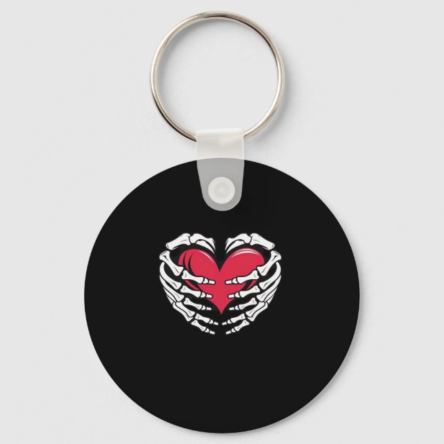 Ed Heart In Skeletal Hands Classic Style Keychain (Front)
