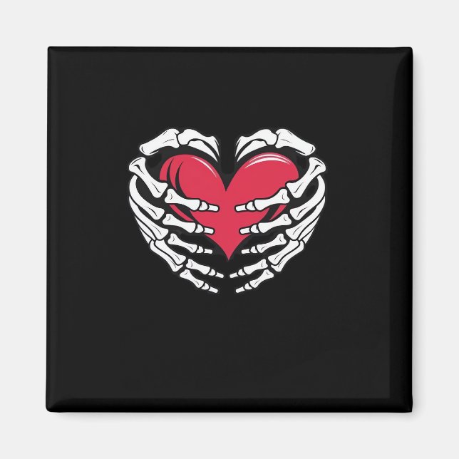 Ed Heart In Skeletal Hands Classic Style Magnet (Front)
