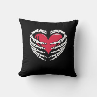 Ed Heart In Skeletal Hands Classic Style Throw Pillow