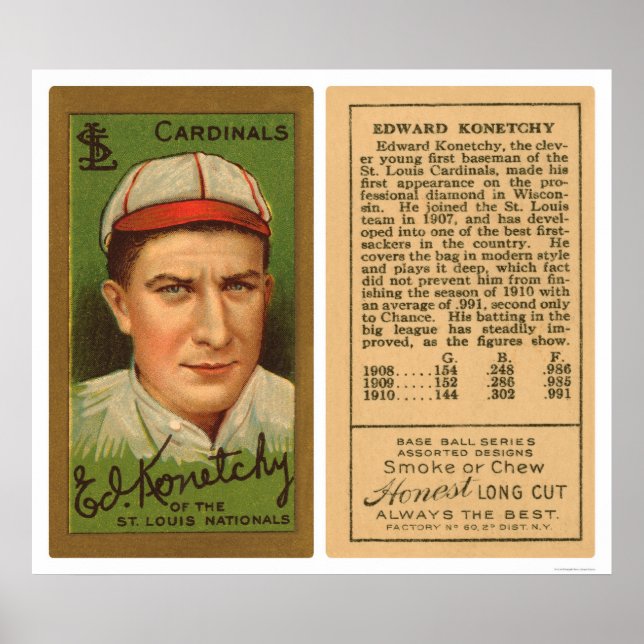 Ed Konetchy Cardinals Baseball 1911 Poster (Front)