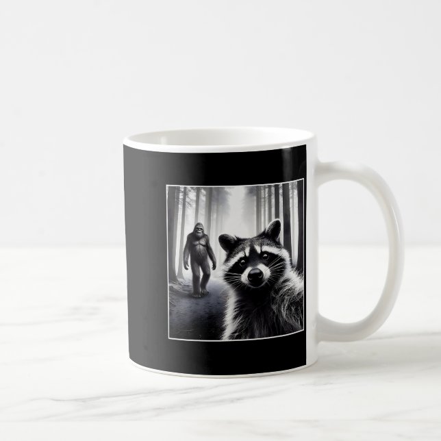 Ed Raccoon Selfie With Sasquatch Bigfoot Funny Rac Coffee Mug (Right)