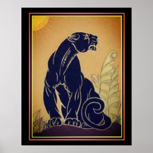 Ed Rudy Art Deco Black Panther Print 16 x 20