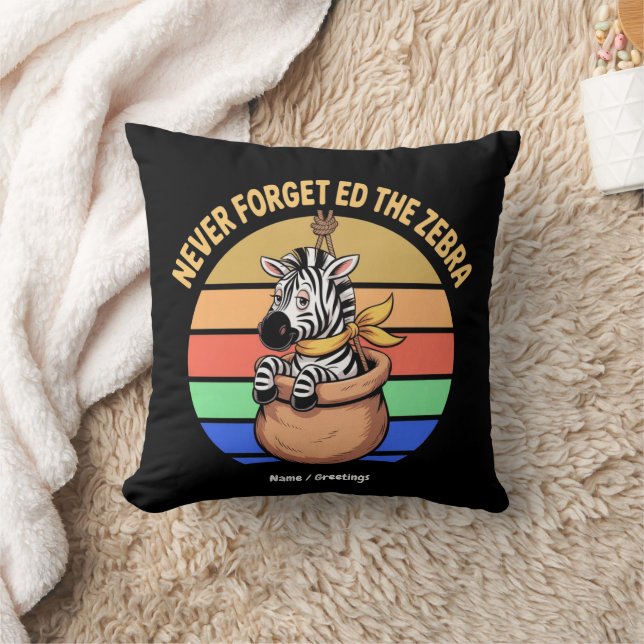 Ed The Zebra Captured Retro Stripes Funny Design Throw Pillow (Blanket)