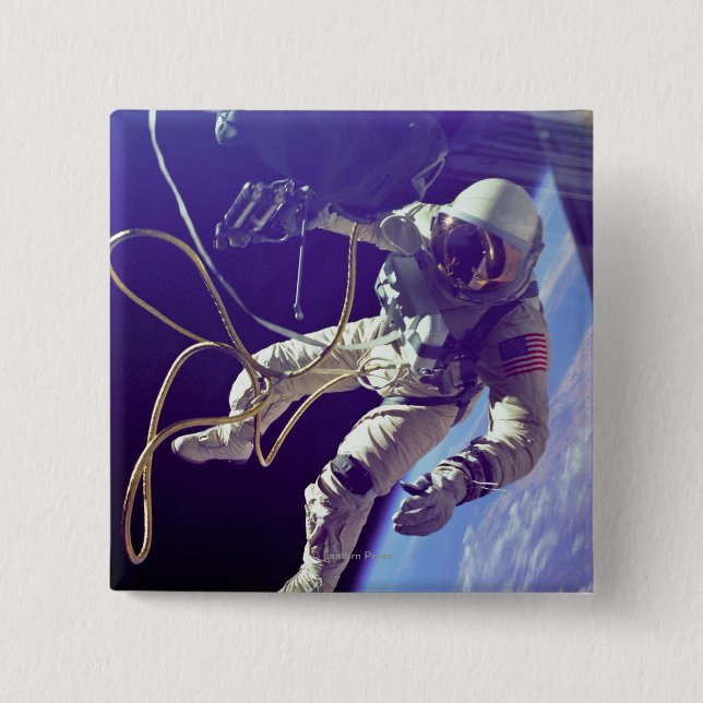 Ed White First American Spacewalker Photograph Pinback Button (Front)