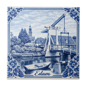 Edam Delft Blue style ceramic tile