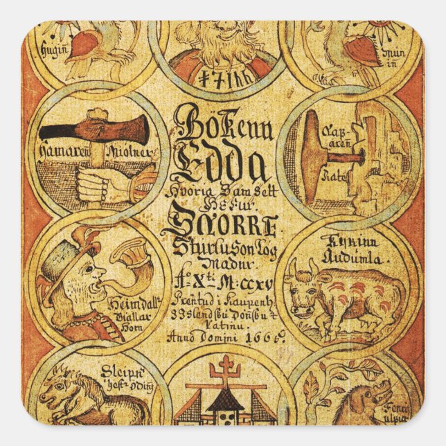 Edda Norse Mythology Square Sticker (Front)