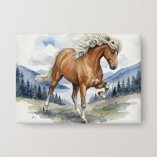 Edda Silver bay Icelandic Horse in the Mountains S Button