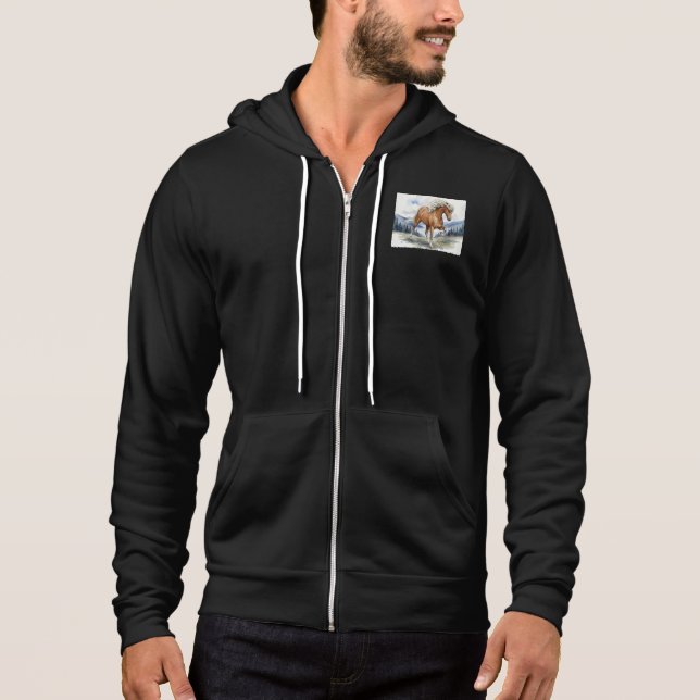 Edda Silver bay Icelandic Horse in the Mountains S Hoodie (Front)