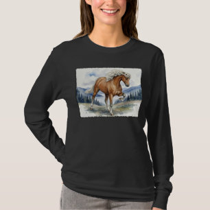 Edda Silver bay Icelandic Horse in the Mountains S T-Shirt