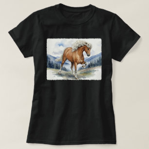 Edda Silver bay Icelandic Horse in the Mountains S T-Shirt