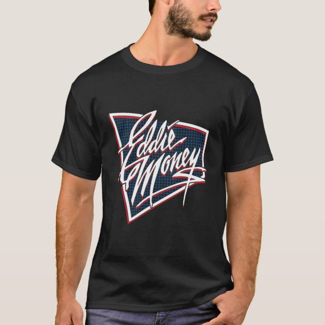 Eddie Money - Blue Grid T-Shirt (Front)