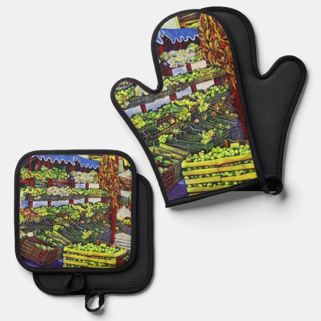 Eddie’s Market, Hungary Oven Mitt & Pot Holder Set (Front/Back)