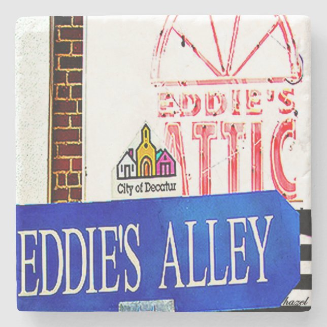 Eddie's Attic Coaster, Eddie's Attic Decatur,  Stone Coaster (Front)