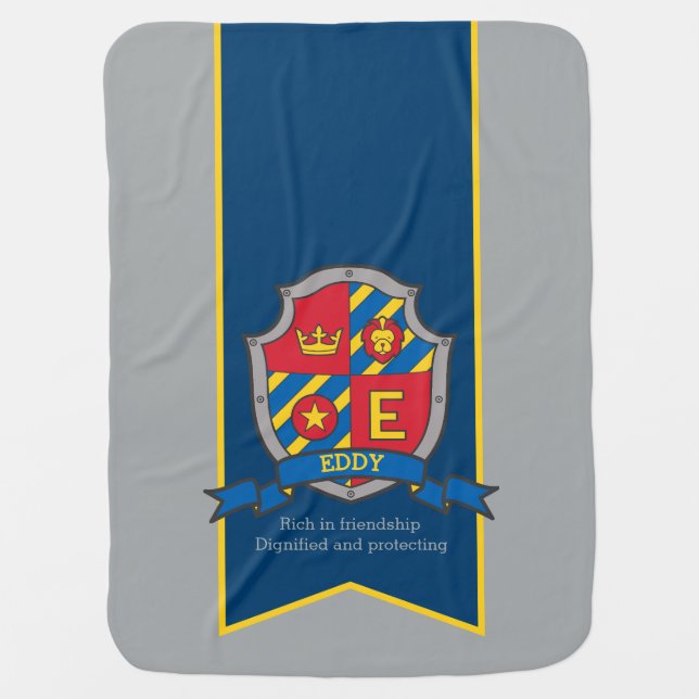 Eddy letter E custom crest name meaning blanket (Front)