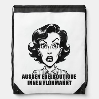 Edelboutique außen, innen Flohmarkt-Charakter Drawstring Bag
