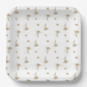 Edelweiss Alpine Flower Paper Plates