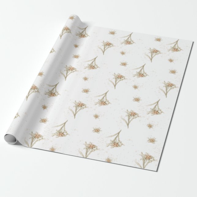 Edelweiss Alpine Flower Wrapping Paper (Unrolled)