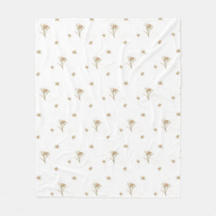 Edelweiss Alpine Watercolor Wildflower Fleece Blanket