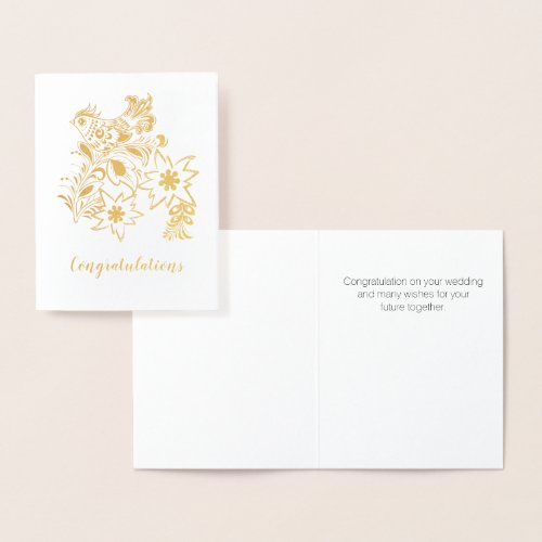 Edelweiss and Bird Wedding Congratulations  Foil Card