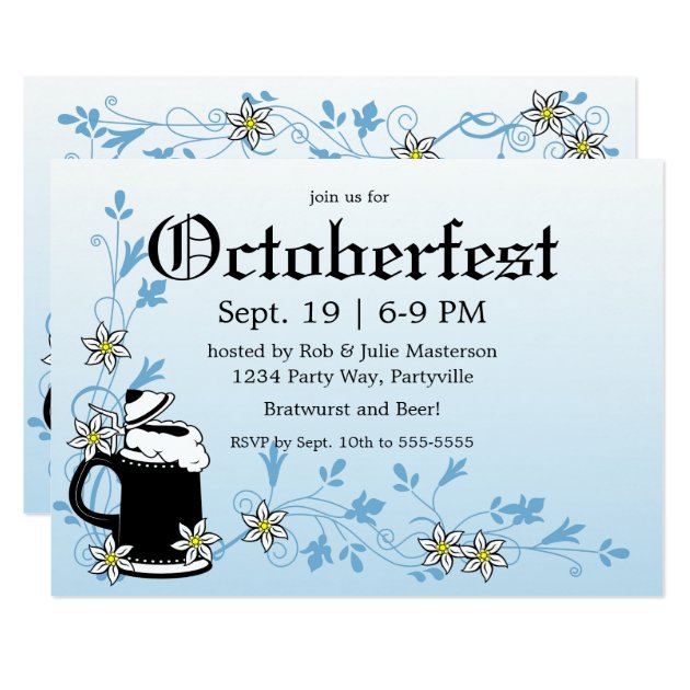 Edelweiss And Stein Elegant Oktoberfest Invitation