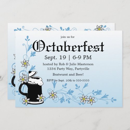 Edelweiss and Stein Elegant Oktoberfest Invitation