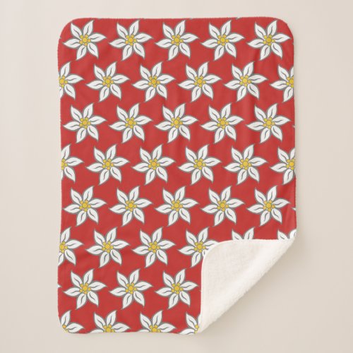 Edelweiss Blooms Red Sherpa Fleece Blanket