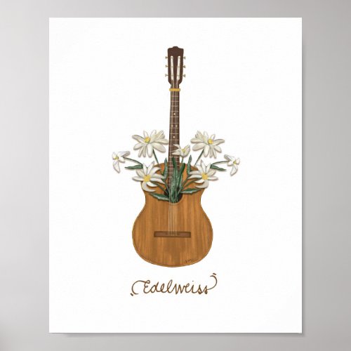 Edelweiss Duet Happy Nostalgic Folk Art Print